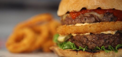 Burger with onion rings